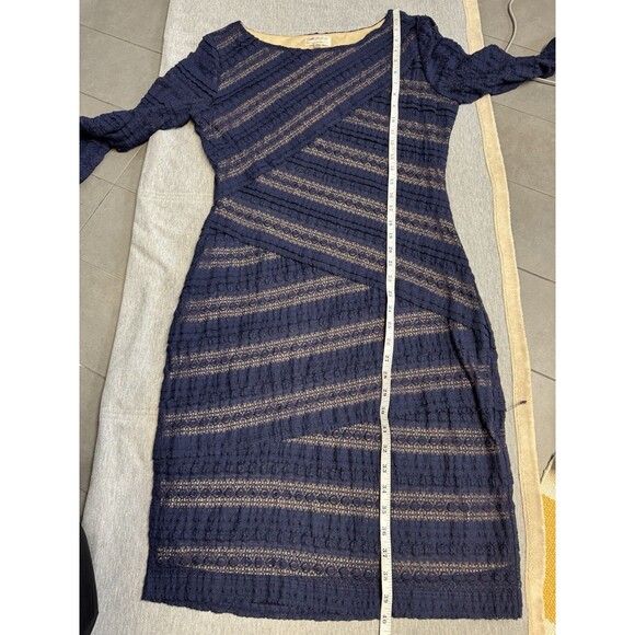 MAX STUDIO Sheath Dress XL Navy Blue Lace Ivory Lining 3/4 Sleeve Stretch Work - Picture 9 of 9